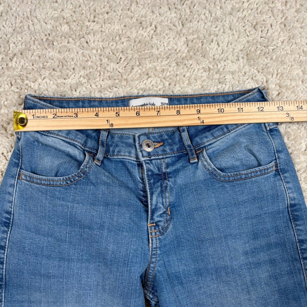Abercrombie Kids Mid Rise Boyfriend Jeans Medium Wash Cuffed Casual Denim13/14 - Picture 4 of 6
